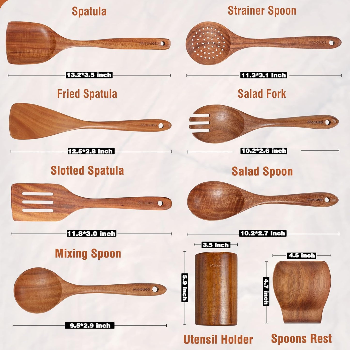 Natural Teak Wood Utensil Set™
